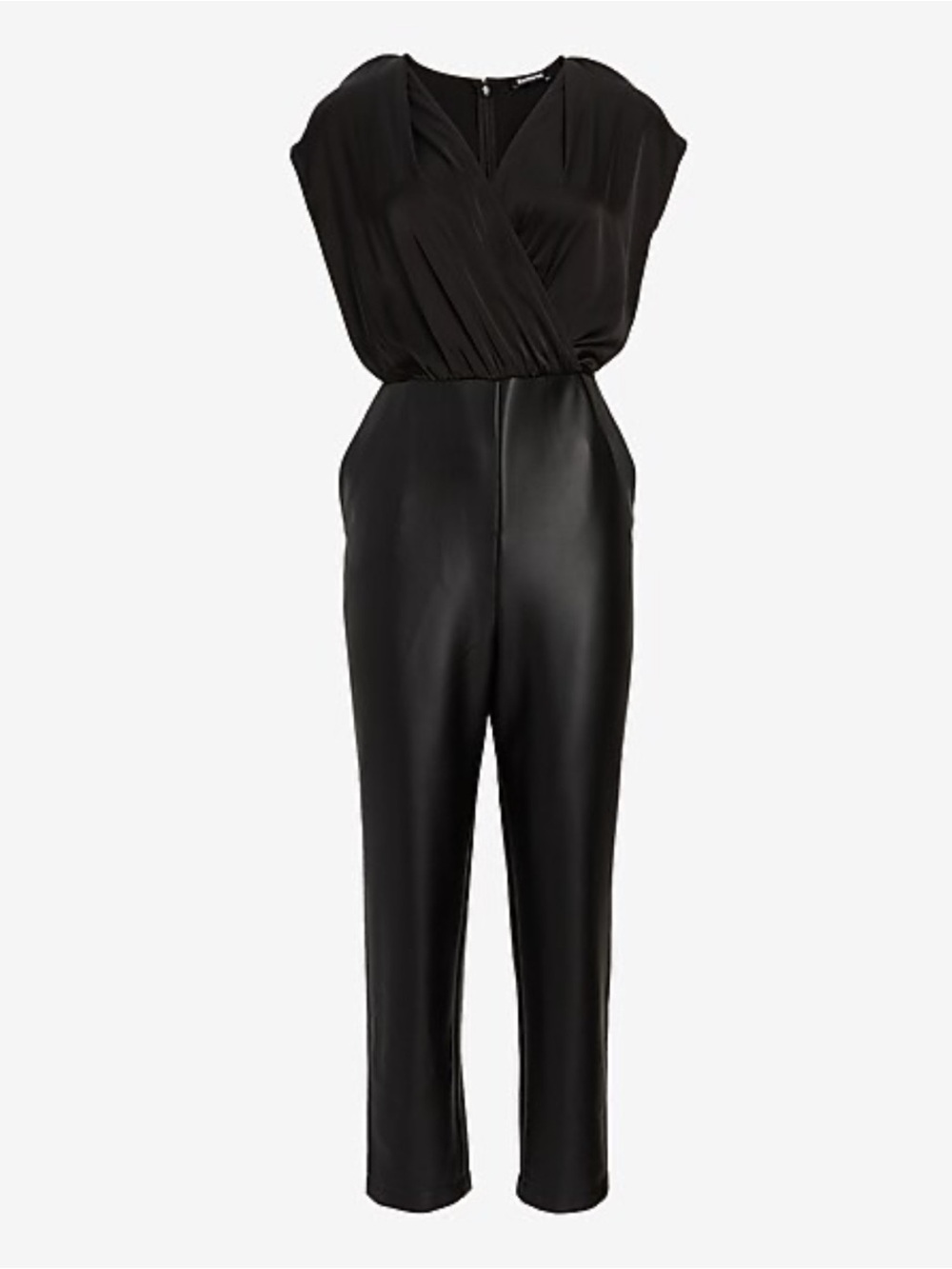 Express Black Satin-Top Jumpsuit